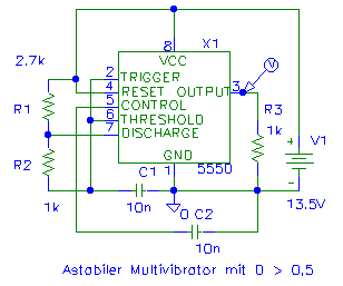 Schaltung des Astabilen Multivibrators