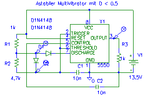 Schaltung des Astabilen Multivibrators