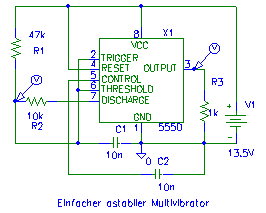 Schaltung des Astabilen Multivibrators