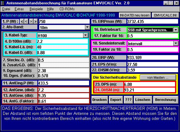 SCREENSHOT von EMVUCALC