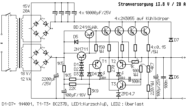 Stromlaufplan Netzteil 13,8 Volt / 20 A