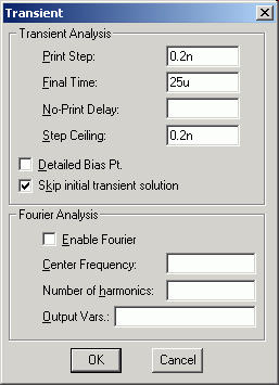 Simulationsprofil für die Transientenanalyse
