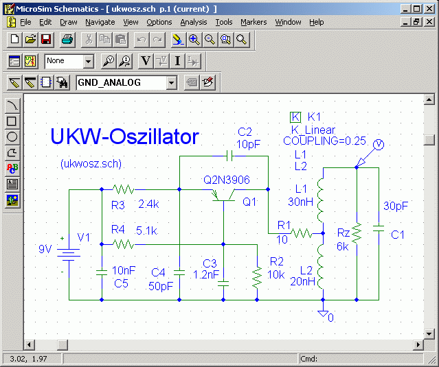 UKW-Schaltung mit MicroSim Schematics gezeichnet