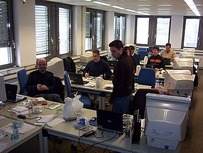 Fr&ouml;hliche Gesichter bei der Mittagspause w&auml;hrend eines Inhouse-Seminars in Frankfurt